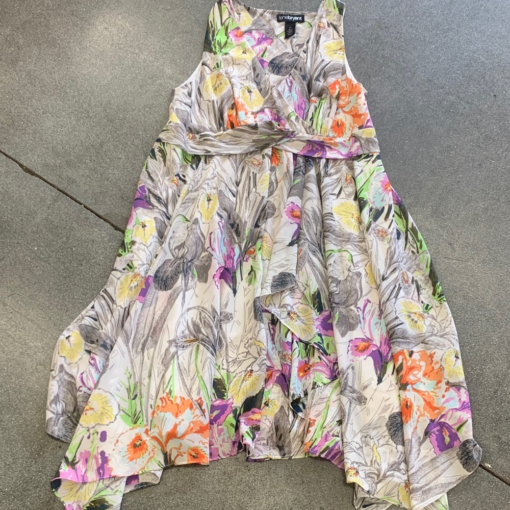 Lane Bryant Floral Print Dress - Neutral, Green, Pink